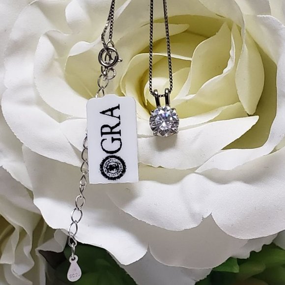 1 Carat Moissanite Necklace with 925 Sterling Silver Chain (M115) - Picture 3 of 6